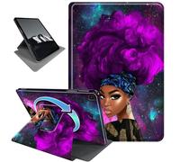 Rotating Case for Samsung Galaxy Tab A7 Lite 8.7 Inch 2021 Model (SM-T220/T225/T227),Horizontal & Vertical Stand Cover with Auto Wake/Sleep,African Girl Purple Hair