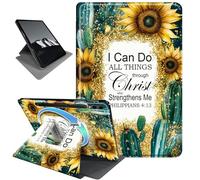Rotating Case for Samsung Galaxy Tab S10+ 2024/Tab S9 FE+/S9+ 2023,Horizontal & Vertical Stand Cover with Auto Wake/Sleep,Sunflowers Bible Verse