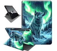 Rotating Case for Samsung Galaxy Tab S10 FE 2025/Tab S9 FE/S9 2023,Horizontal & Vertical Stand Cover with Auto Wake/Sleep,Snow Wolf Green Aurora