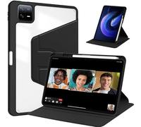 Rotating Case for Xiaomi Pad 5/5 Pro 11" 2021,360 Degree Rotation Protective Stand Smart Tablet Slim Hard Shell Folio Cover Clear Back with Hand Pen Holder, Auto Wake/Sleep (Black)