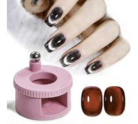 Rotating Cat Eyes Magnet, 360° Rotating Cat Eyes Magnet For Nails, Uniform Magnetic Force Nail Magnets, Automatic Glass Bead Suction Nail Tool, Nails Polishing Magnets Manicure Tool For Women(Pink)
