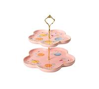 Rotating Ceramic Cake Stand with Metal Handle - Dessert Table Display for Cakes, Biscuits & Fruits - Multi-Purpose Plate Stand for Dessert Presentation