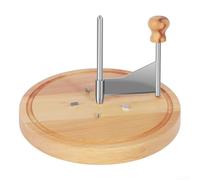 Rotating Cheese And Chocolate Slicer With Wooden Base And Stainless Steel Blade For Making Decorative Cheese Curls And Food Presentations
