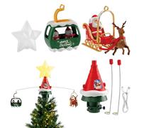 Rotating Christmas Tree Music Decor, LED Santa & Reindeer Sleigh with Star Topper, Electric Rotation & Sound-Activated Tunes, for Christmas Tree Adornment, Kids' Room Decor, Exchanges