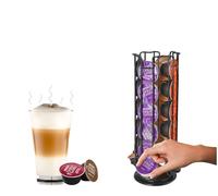 Rotating Coffee Capsule Stand for Dolce Gusto - Wire Rack Holds 24 or 32 Pods, 360° Rotating Coffee Pod Tower, Space-Saving Kitchen Storage Organizer (24)
