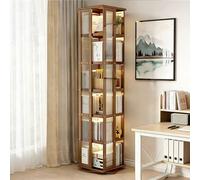 Rotating Corner Bookshelf with Storage, 360° Stackable Shelf Tower for Bedroom Living Room Office