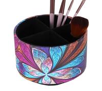 Rotating Cosmetic Container - Orbital Desktop Station, 360 Degree Rotating Makeup Brush Holder with Multi-Slot Base, Space Saving Organizer for Dressing Tables Home Storage