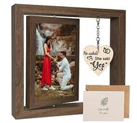 Rotating Couples Picture Frame 4x6In Walnut Double-Sided Rustic Picture Frame Couple Gifts Wedding Engagement Gifts for Boyfriend Girlfriend Wife Husband