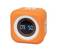 Rotating Cube Visual Timer 5, 25, 10 50 Minutes Preset + Custom Countdown, Rechargeable Desk Productivity Flip Timer w/Silicone Cover, ADHD Tool Silent Mode for Study, Work, Kitchen, School(Orange)