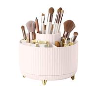 Rotating Desk Organiser Pen Holder - 360° Degree Pen Holder for Desk Stationary Makeup Organiser with 5 Compartments Pencil Pen Pots for Home Office School Classroom Desk Tidy Stationary (Pink)