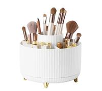 Rotating Desk Organiser Pen Holder - 360° Degree Pen Holder for Desk Stationary Makeup Organiser with 5 Compartments Pencil Pen Pots for Home Office School Classroom Desk Tidy Stationary (White)