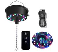 Rotating Disco Ball Motor Light with Remote, 5-10 RPM Adjustable Speed, 24 RGB LEDs, Battery/USB-C Power Mode, Supports 4'' - 12'' Mirror Balls for Party Bands Christmas Wedding