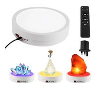 Rotating Display Stand, 22cm Electric Rotating Turntable with 6Colors LED Light Speed Control, 20KG Load Remote Control Motorized Turntable 360º Rotating for Jewelry Cake Product Display (White)