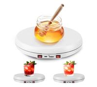 Rotating Display Stand,360° Motorized Electric Turntable with LED Lights,20KG Heavy Duty ABS Turntable for Professional Photography,Live and Enhanced Visual Presentation,USB Powered,Speed Adjustable