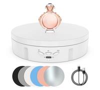 Rotating Display Stand, Remote Control Electric Display Turntable, 10kg Load Capacity 360° Display Platform with USB Charging for Product Video Photography (5.75inch Battery Operrated, White)