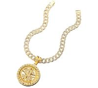 Rotating Dollar Sign Pendant for Men Sparkling Dollar Money Cuban Necklace Hip Hop Gold Rapper Money Symbol Medal Jewellery for Men
