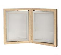 Rotating Double Sided Floating Frame for Tabletop with 360 Degree Spin, Handmade Wood Material Featuring Pull Out Photo Slot (D)