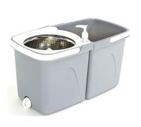 Grey Spin Mop And Bucket With 3 Microfibre Heads - Grey