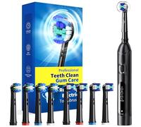 Rotating Electric Toothbrush Case for Adults, 4 Modes Deep Clean Electric Toothbrush with 8 Brush Heads (2 Types), 25-Days Rechargeable Power and 2 Min Smart Timer