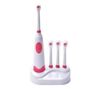 Rotating Electric Toothbrush with 4 Replacement Brush Heads for Adults & Teens - Deep Cleaning Rechargeable Power Toothbrush for Whitening, Plaque Removal & Gum Care (Pink)