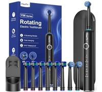 Rotating Electric Toothbrush with 8 Brush Heads for Adults and Kids, 60-Day Battery Life, Wireless Wall Charging Station, 5 Modes Sonic Toothbrush with Travel Case