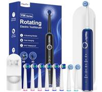 Rotating Electric Toothbrush with 8 Brush Heads for Adults and Kids, 60-Day Battery Life, Wireless Wall Charging Station, 5 Modes Sonic Toothbrush with Travel Case
