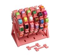 Rotating Embroidery Thread Organiser, 60-Hole Thread Organiser, Space-Saving Embroidery Thread Storage, Cross Stitch Accessories Box, Ideal Gift for Quilting Enthusiasts and Craft Enthusiasts，Pink