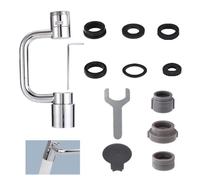 Rotating Faucet Aerator, Universal U-Shaped Faucet Extender with 2 Spray Modes 1080 Degree Rotatable Swivel Aerator for Kitchen & Bathroom Sink