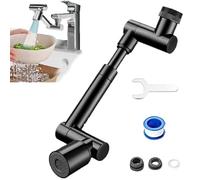Rotating Faucet Attachment, 2025 Robotic Arm Faucet Adapter, Rotating Faucet 2 Sprayer Modes Universal Rotating Kitchen Faucet Extension Spout for Sink Extender Washing (Black)