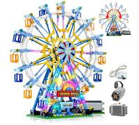 Rotating Ferris Wheel Building Blocks Set Toys with Lighting Kit, Adult Architecture Sets, Construction Toys, Carnival Amusement Park Kits, Gift for 9, 10,11, 12 Year Kids Boys& Girls (813pcs)