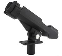 Rotating Fishing Rod Holder For Boat For Kayak Yacht Rail Side Flush Mount Abs Plastic Black Adjustable Angle Marine Deck Accessory Kit With Nuts