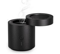 Rotating Flip Lid Electric Incense Burner, Portable Bakhoor Smoke Burner with USB Charging, Electronic Aroma Diffuser (Black)