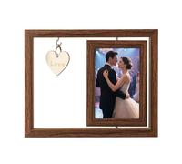 Rotating Floating Photo Frame Walnut Wooden Photo Frame with Heart Wedding Anniversary Birthday Romantic Gift Double Sided Rotating Stand Displaying Two 4x6 in