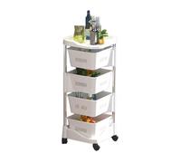 Rotating Floor-standing Storage Basket, 4-Tier Bathroom Shelf with Wheels, Plastic Organizer for Fruits and Vegetables, Ideal for Grocery Storage