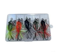 Rotating Frog Topwater Fishing Lure with Double Hooks Slow Sinking Realistic for splash Biomimetic Design Internal Counterweight Sound Bead for Bass Perch 1PC or 5PCS Colorful 14.7(5pcs)