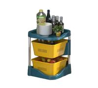 Rotating Fruit and Vegetable Shelf,Desktop Storage Basket,2 Tiers Storage Rack Shelf Carts,Removable Basket,for Bathroom Home Kitchen(Yellow)