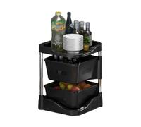 Rotating Fruit and Vegetable Shelf,Desktop Storage Basket,2 Tiers Storage Rack Shelf Carts,Removable Basket,for Bathroom Home Kitchen(Black)
