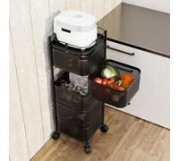 Rotating Fruit & Vegetable Basket Storage Rack - 5-Tier Metal Wire Shelf with Lid for Kitchen and Living Room - Versatile Organizer for Fresh Produce and Easy Access