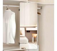 Rotating Full-Length Mirror, Retractable Dressing Mirror with Aluminium Frame, Built-in Folding Fit for Bedroom and Locker Room