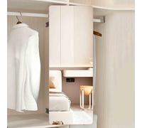 Rotating Full-Length Mirror, Retractable Dressing Mirror with Aluminium Frame, Built-in Folding Fit for Bedroom and Locker Room