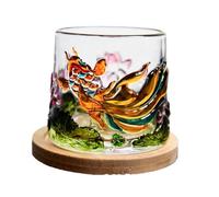 Rotating Glass with Base Hand-Painted Whiskey Bar Wine Cup National Trend Painted Liquor Tea (Style I,150 ml/5.07 oz)
