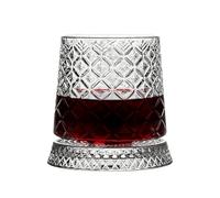 Rotating Glass - with Coaster Old Fashioned Rotatable Drinking Cup,Coffee Cup Bourbon Cocktail Glass,for Men Dad Grandpa Son Family Friends