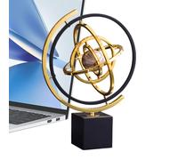 Rotating Globe for Desk - Modern Abstract Art Decor, Metal Globe Sculpture, Contemporary Home Desktop Display | Globe Decor for Living Room
