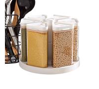 Rotating Grain Dispenser - Rotating Grain Storage with 6 Grids, Large Capacity Grain Holder for Flour, Oatmeal, Snack, Pantry, Countertop, Bakery, Restaurant, Cateri