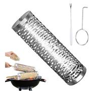 Rotating grill basket, stainless steel grill net with removable handle, grill basket - for men, dads and dad as a gift for birthday, for outdoor cooking and Christmas