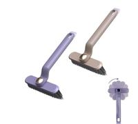 Rotating Hard Bristle Crevice Cleaning Brush for Door Window Track, Kitchen, Bathroom, Tile Groove, Window Gaps (Grey+Coffee)