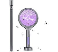 Rotating Head Electric Fly Zapper Electric Fly Swatter Racket, With a Telescopic Extension, Rechargeable Flies Killer Spider Catcher Mosquito Bug Zapper, for Indoor Home Outdoor Camping