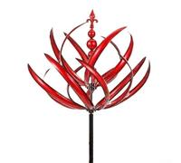 Rotating Iron Windmill for Garden Decoration with Shiny Metallic Finish and Stability for Consistent Outdoor Performance (Red)