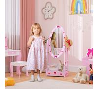 Rotating Kids Full Length Mirror with Storage Shelf, Hot Pink AIYAPLAY Bright Pink Small