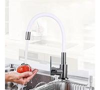 Rotating Kitchen Faucet with Multi-Color Options Cold & Hot Water Mixer Tap for Deck Installation - Stylish White Design for Modern Kitchens